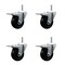 Service Caster 35 Inch Soft Rubber Swivel 58 Inch Threaded Stem Caster Set with Total Lock Brake SCC-TSTTL20S3514-SRS-58212-4 - alternate 1